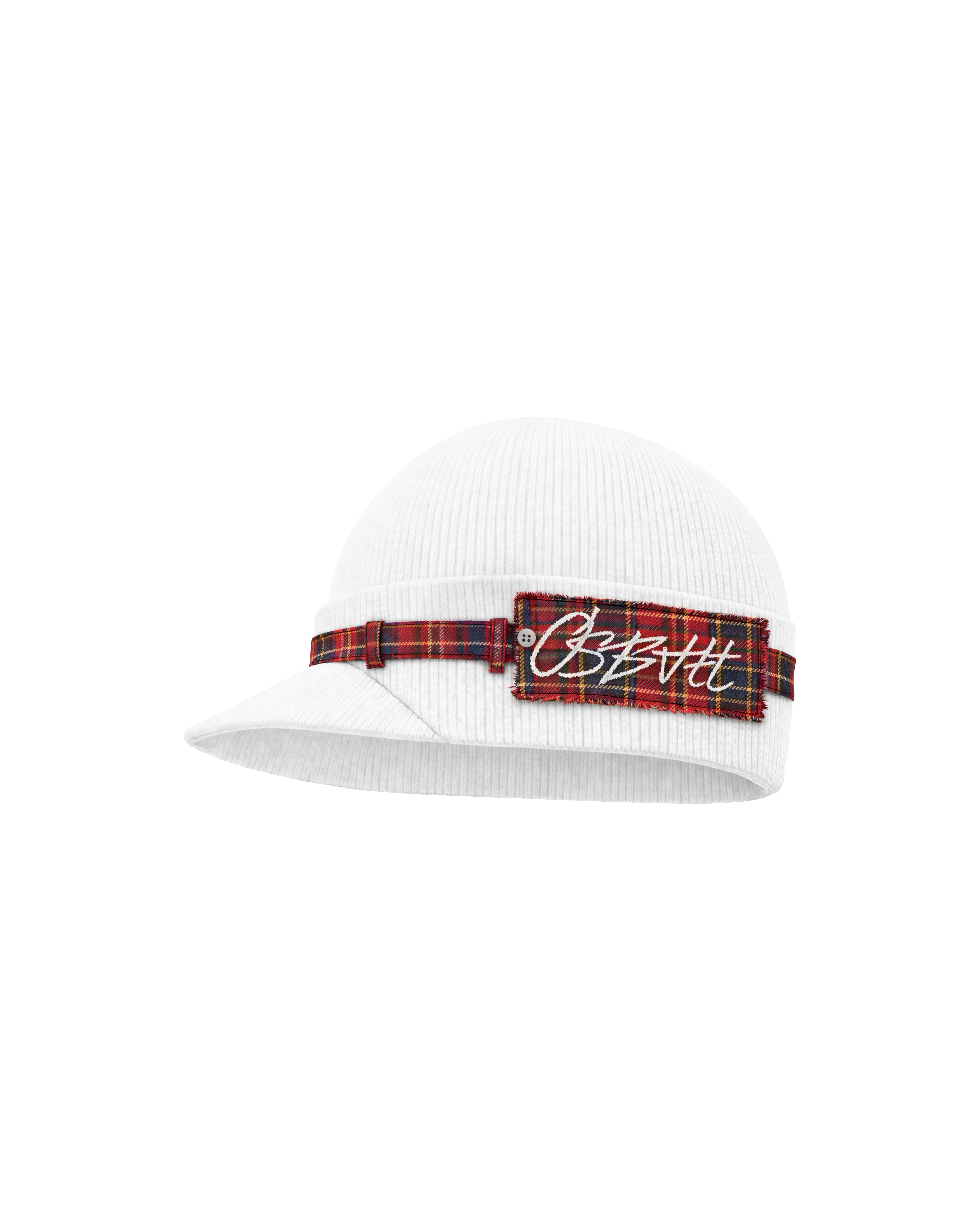 OSBATT - TARTAN BEANIE CAP WHITE