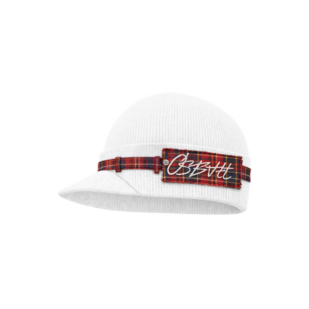 OSBATT - TARTAN BEANIE CAP WHITE